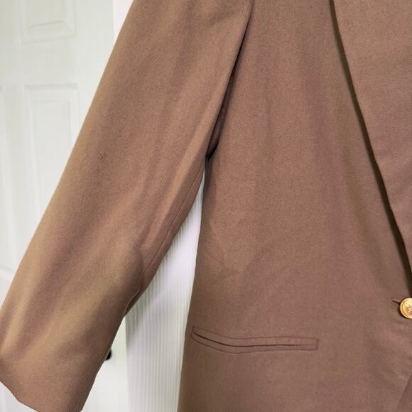 Character SuburbanWear Made in Poland Women's Tan Single Button Blazer Size 10 - Picture 5 of 16